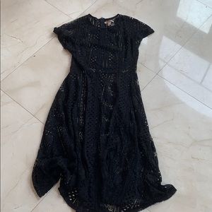 black knee length a line dress